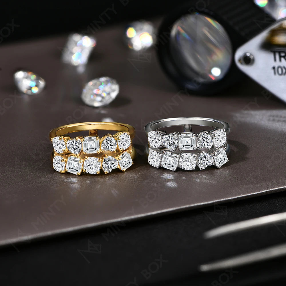 MINTYBOX 3.5 Karat Moissanit Ehering mit Labor-Diamant S925 Sterling Silber Verlobungsringe für Damen Edler Schmuck Geschenk