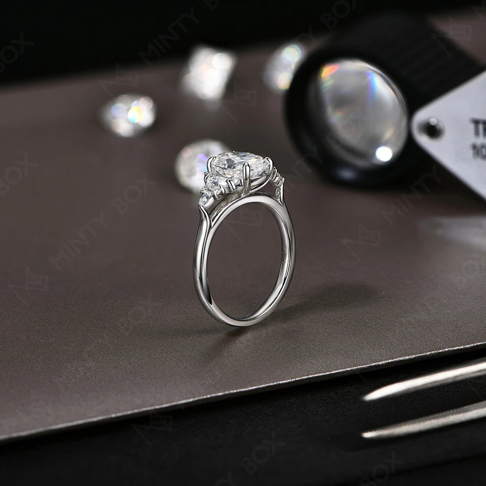 MINTYBOX 3,0 ct im Labor gezüchteter Diamant Verlobungsring S925 Sterling Silber Oval Moissanit Ringe für Damen 18K vergoldeter Schmuck