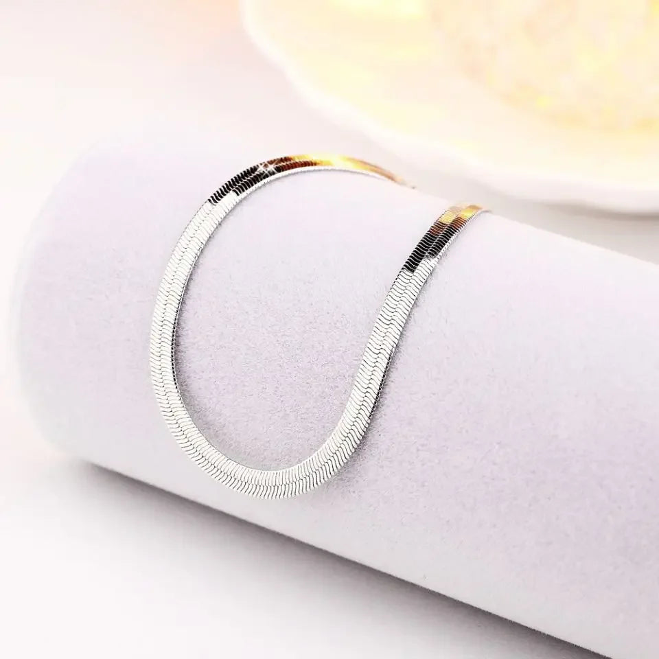 Neu eingetroffen 925 Sterling Silber 4MM Armband für Damen Herren Klinge Mode Hochzeit Edler Schmuck Weihnachtsgeschenk 8 Zoll
