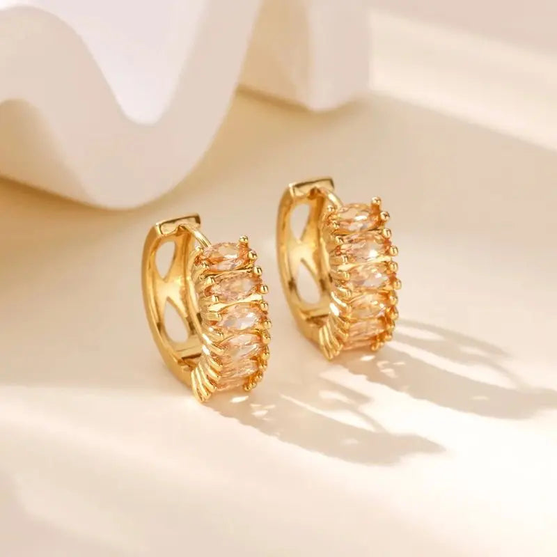 Zirkon Creolen für Damen Edelstahl Gold Farbe Piercing Ohrring 2025 Neuer Trend Mode Hochzeit Paar Schmuck Geschenk