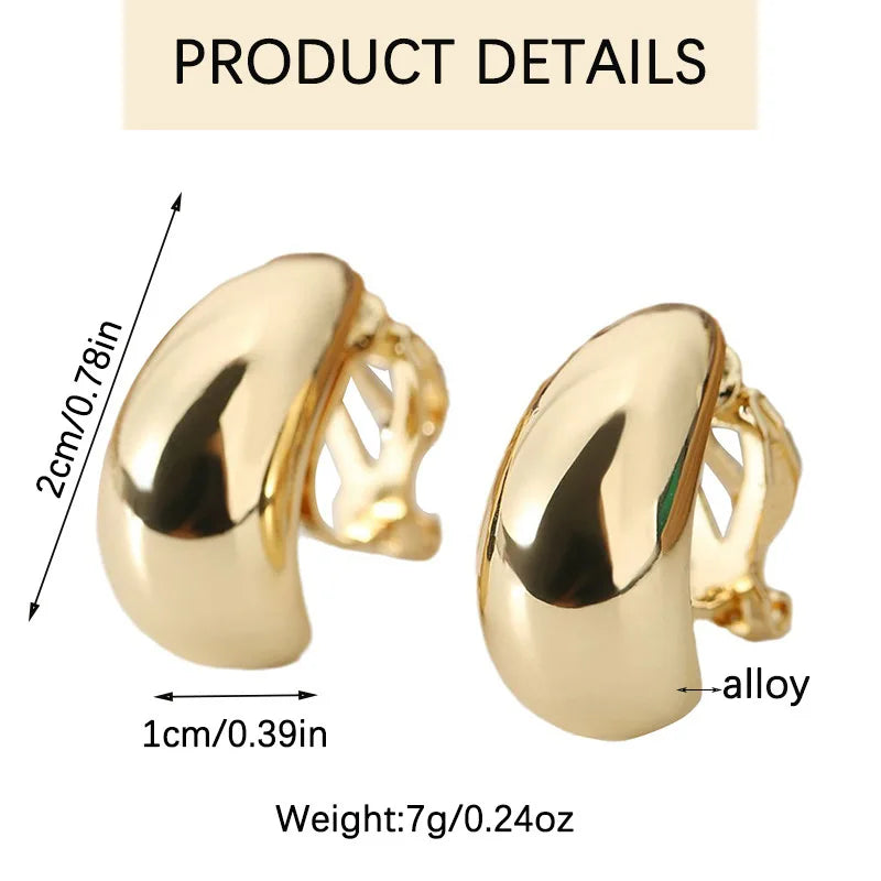 New French Light Luxury Droplet Shaped Ear Clip with No Ear Holes, High Grade, Simple and Smooth Female Earrings Accessories
