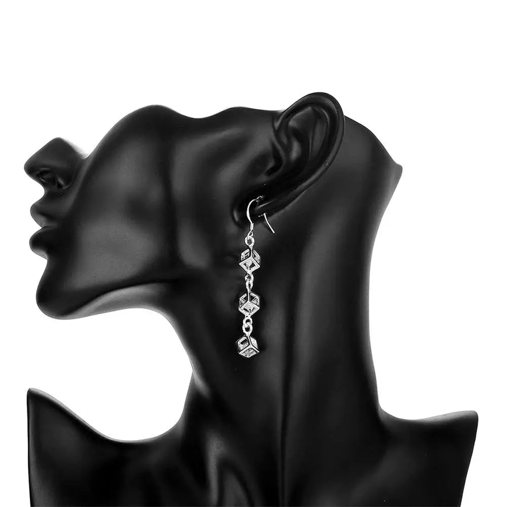 Heiße feine 925 Sterling Silber Kristallgitter Tropfenohrringe für Frauen edle Mode Party Schmuck Trendsetter Weihnachtsgeschenke