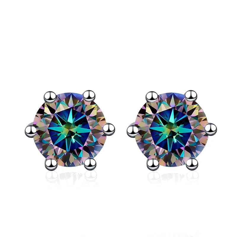 NeeTim Pendientes de Moissanita de 0,5 ct, 1 ct, 2 ct para mujer, de plata de ley 925, en verde, rosa, negro, azul y gris, con circonitas brillantes