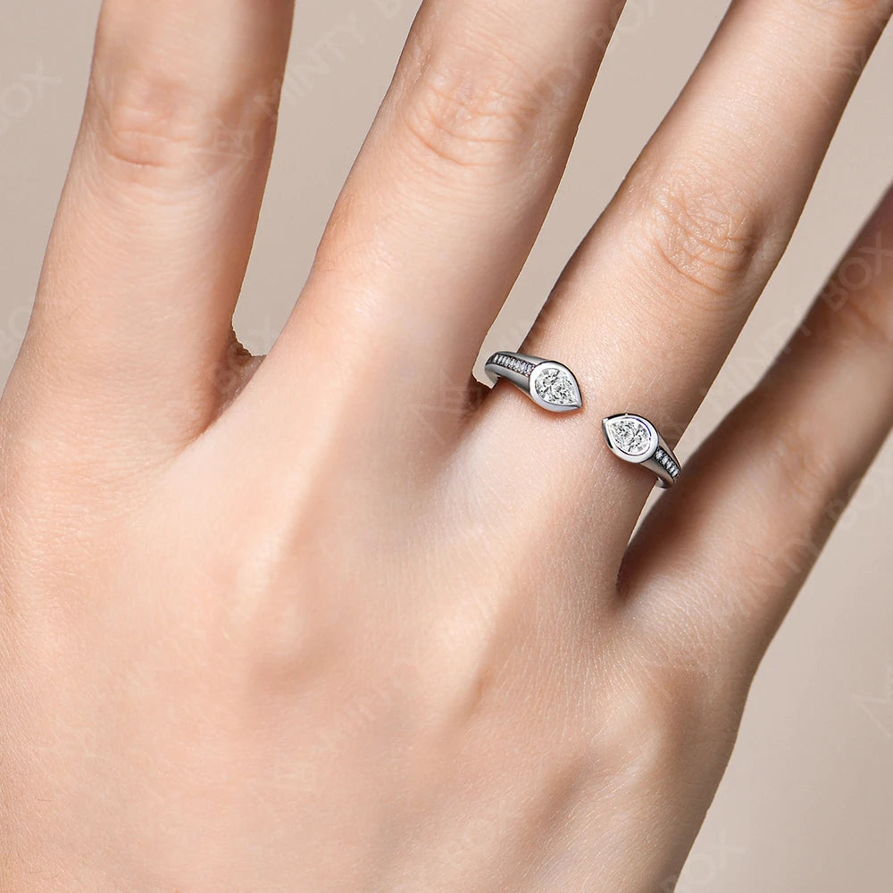 MINTYBOX Birnenförmiger im Labor gezüchteter Diamantring 0,5 Karat S925 Silber Moissanit-Ringe für Damen 18k Weißgold beschichteter Hochzeitsschmuck