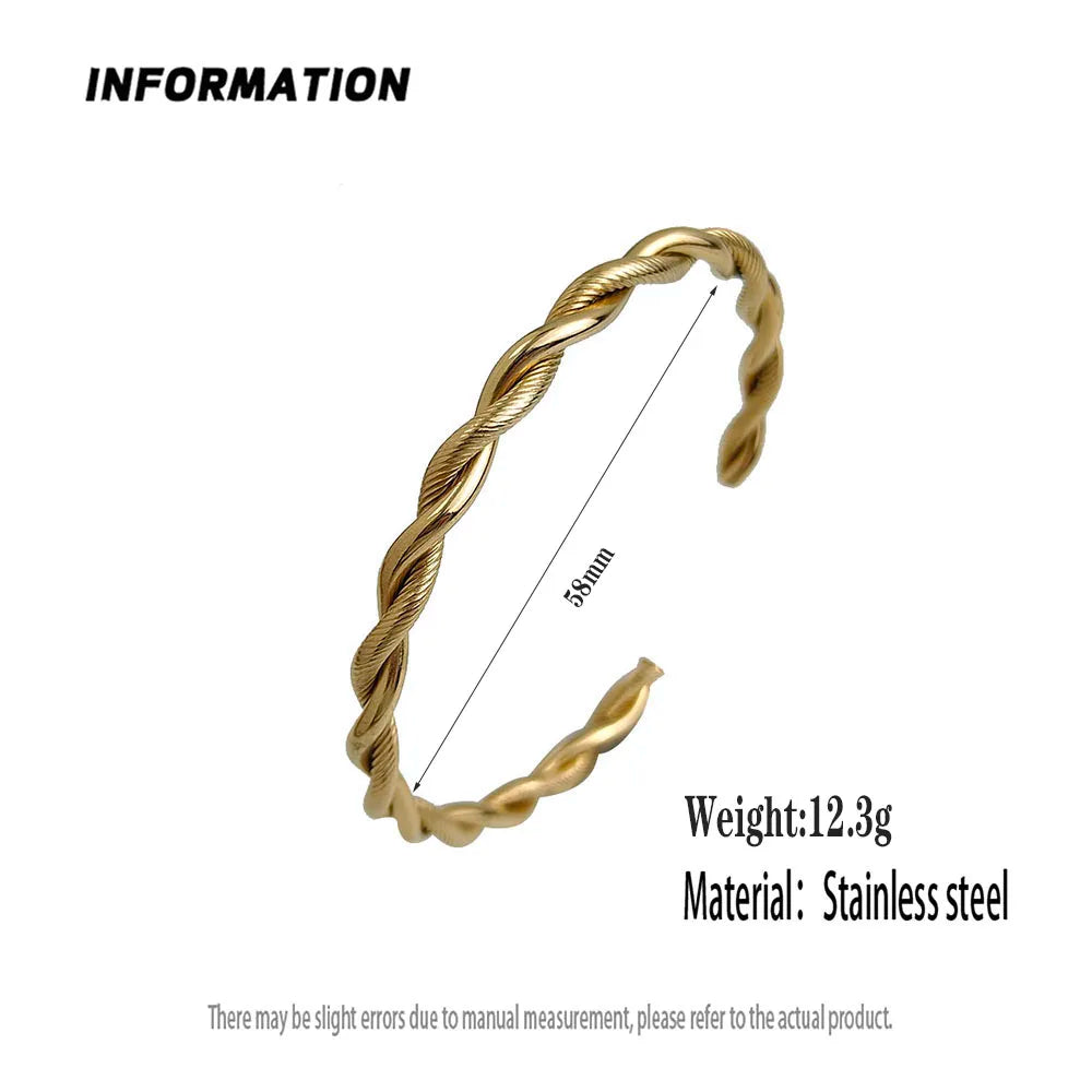 Neues doppelreihiges, drahtgewickeltes, vergoldetes 18K Edelstahlarmband, hochwertiger wasserdichter Silberschmuck, Geschenk für Paare