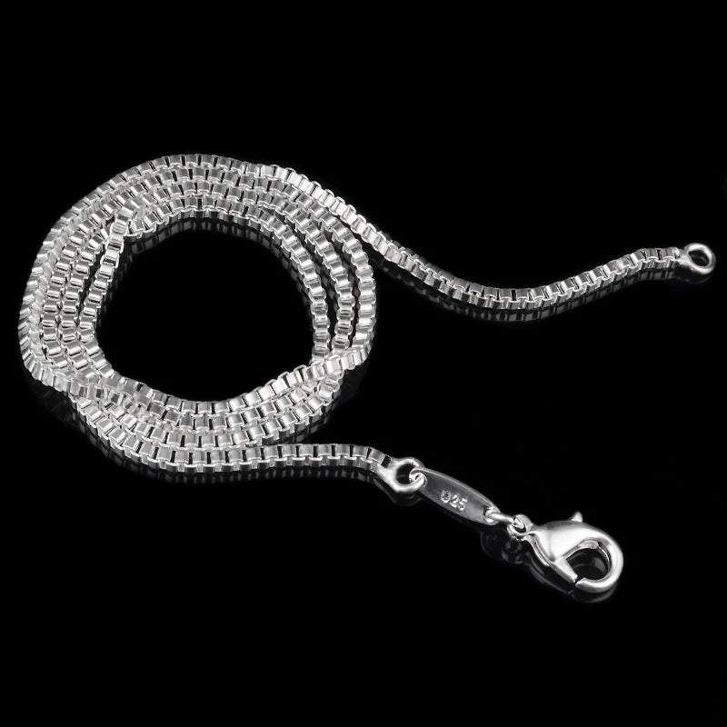 Aravant Collar de cadena de caja de plata 925 de 2 mm para mujer, joyería para fiesta de boda