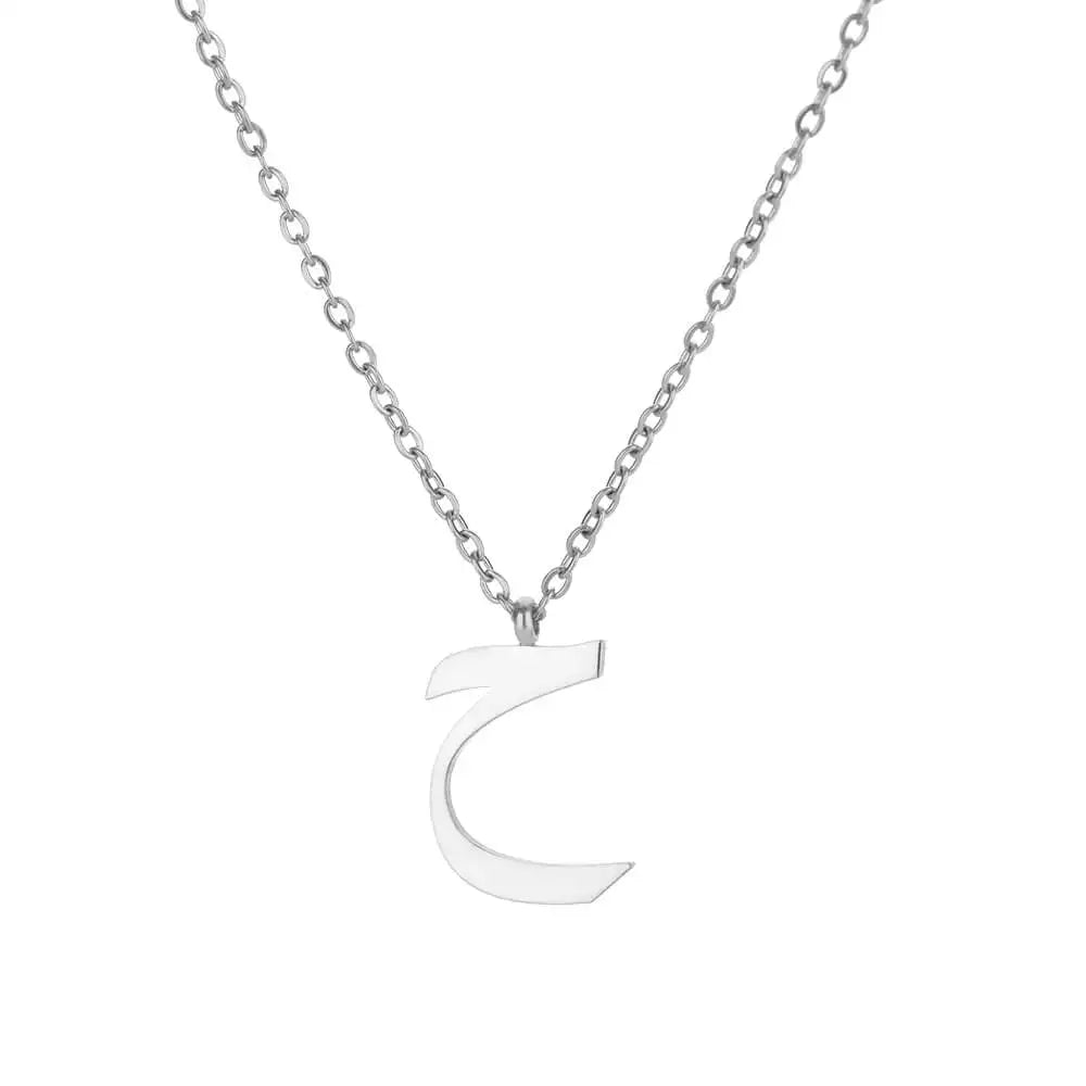 Collar con colgante de letras árabes para mujer, cadena inicial de acero inoxidable, gargantilla, collar, joyería de boda 2024, bisutería