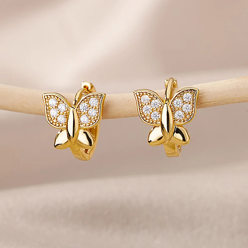 Edelstahl dünne Schleife Ohrringe für Frauen Goldfarbe Ästhetische Ohrringe Hochzeit Weihnachten Mode Schmuck Zubehör
