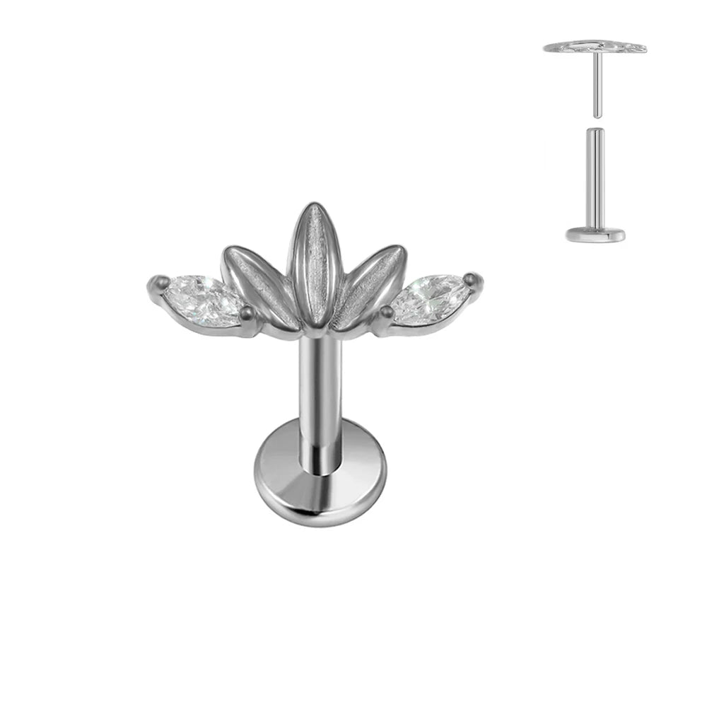 ASTM F136 G23 Titan Piercing Ast Ohrring Stecker Mond Push-In Zirkonia Gewindelos Labret Piercing 16/18/20G Knorpelkörperschmuck