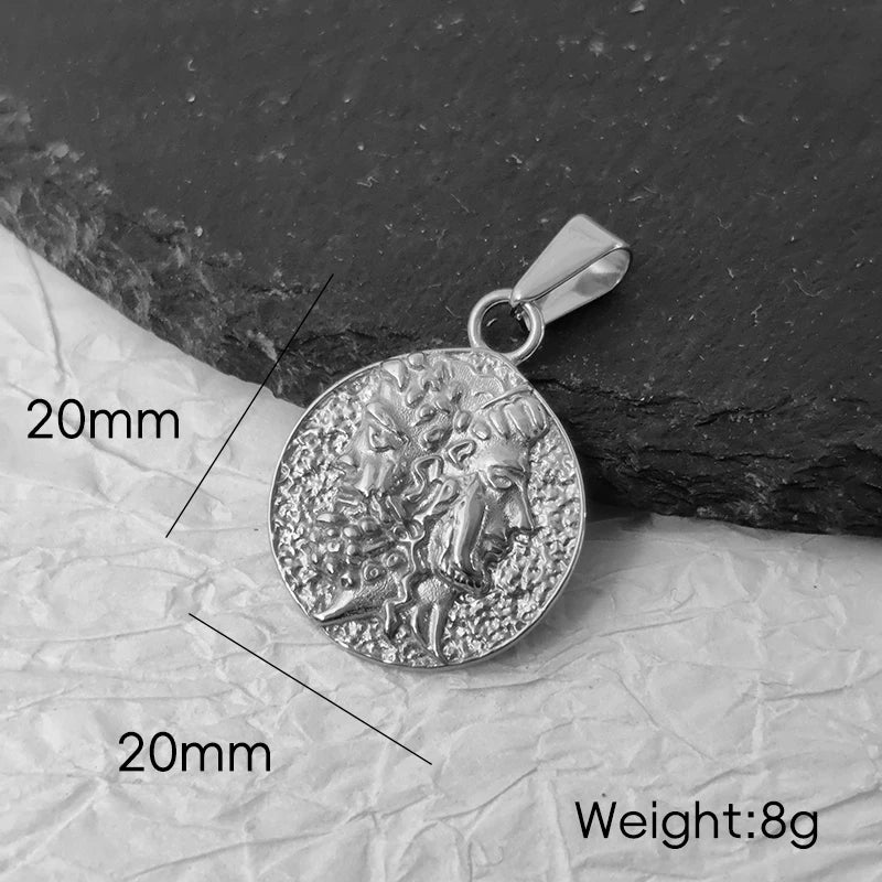 Collar con colgante de doble cara con cabeza de Jano de Zeus y Hera hecha a mano, chapado en oro de 18 quilates, mitología griega, regalo de joyería