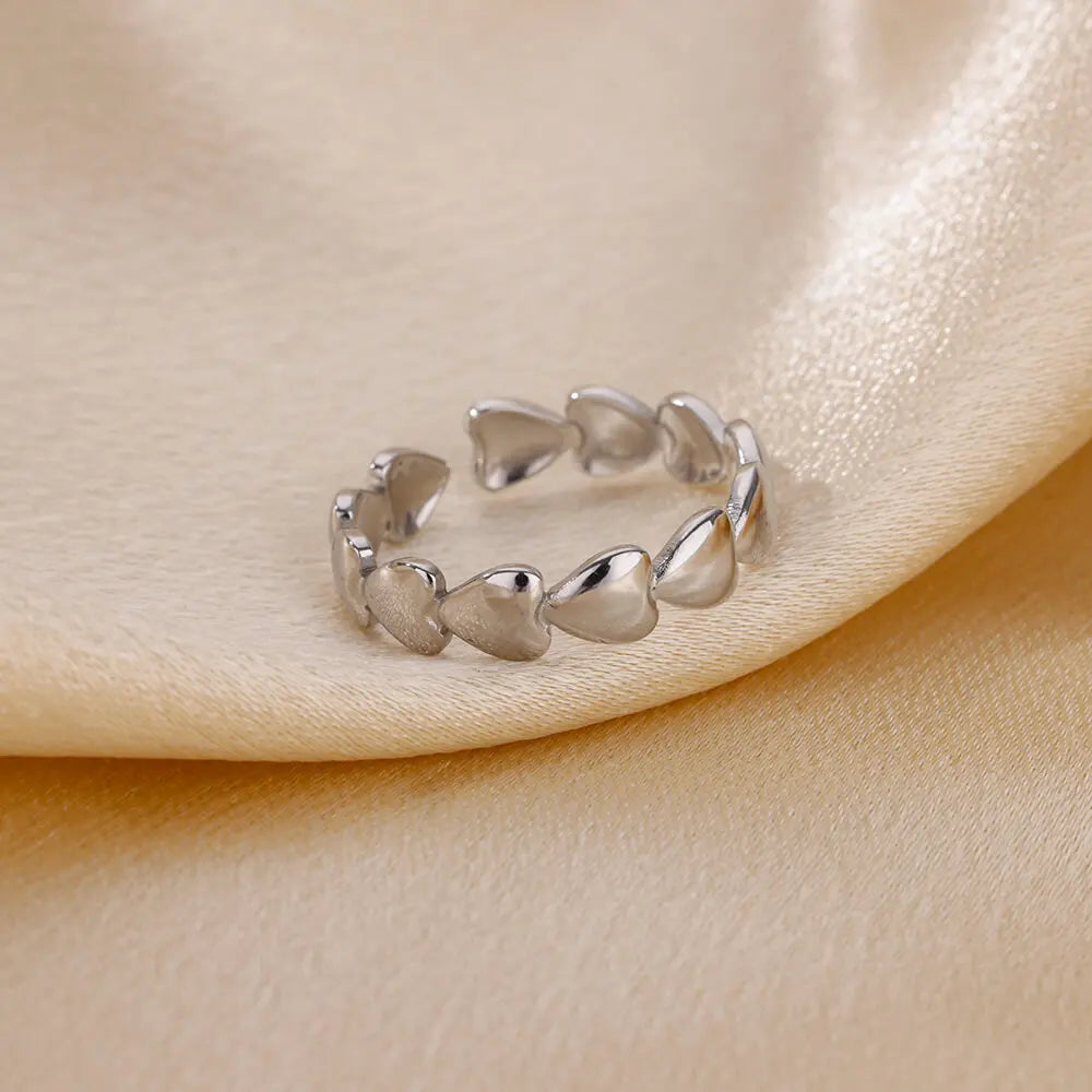 Edelstahl Herzringe für Damen, verstellbarer, goldfarbener Herzring, Hochzeitspaar, Weihnachtsgeschenke, Partygeschenke