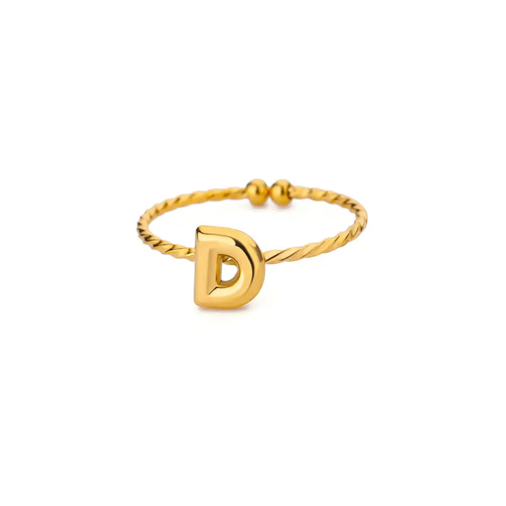 Süße klobige Initialenringe für Frauen, goldfarbener Edelstahl A-Z Buchstaben verstellbarer Ring, ästhetischer Hochzeitsschmuck, Geschenk