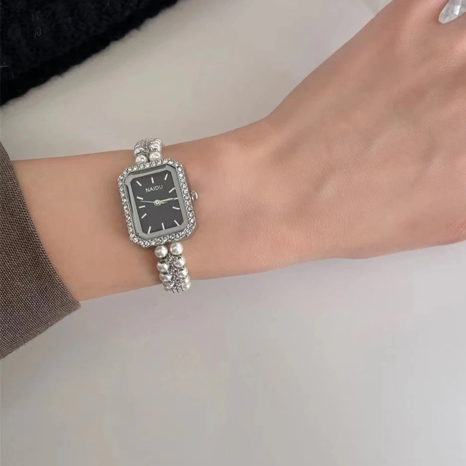 Perlenbesetztes Armband Damenuhr Luxus Damengeschenk Armbanduhr Mode Quarzuhr Dropshipping Relojes Para Mujer