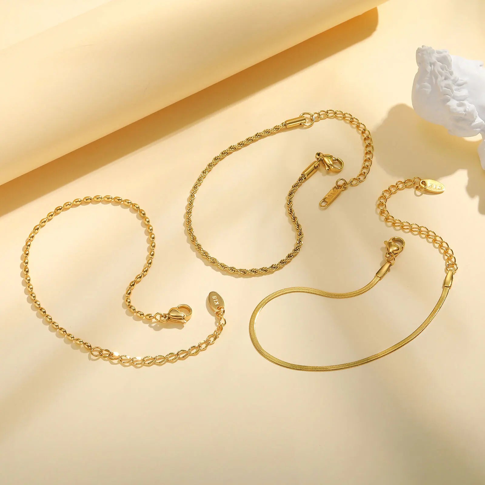 Dünnes Gliederarmband für Damen, Edelstahl 18K vergoldet, wasserdichter Schmuck