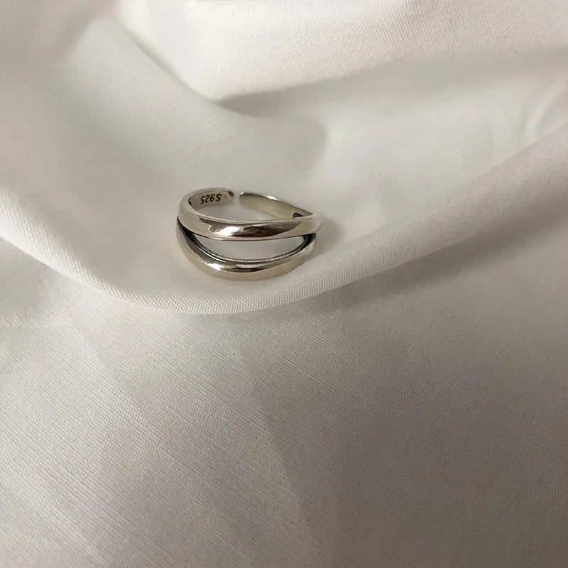 925 Sterling Silber Fingerringe Neue Mode Kreative Kreuz Hohlkette Geometrischer Party Schmuck Geschenke