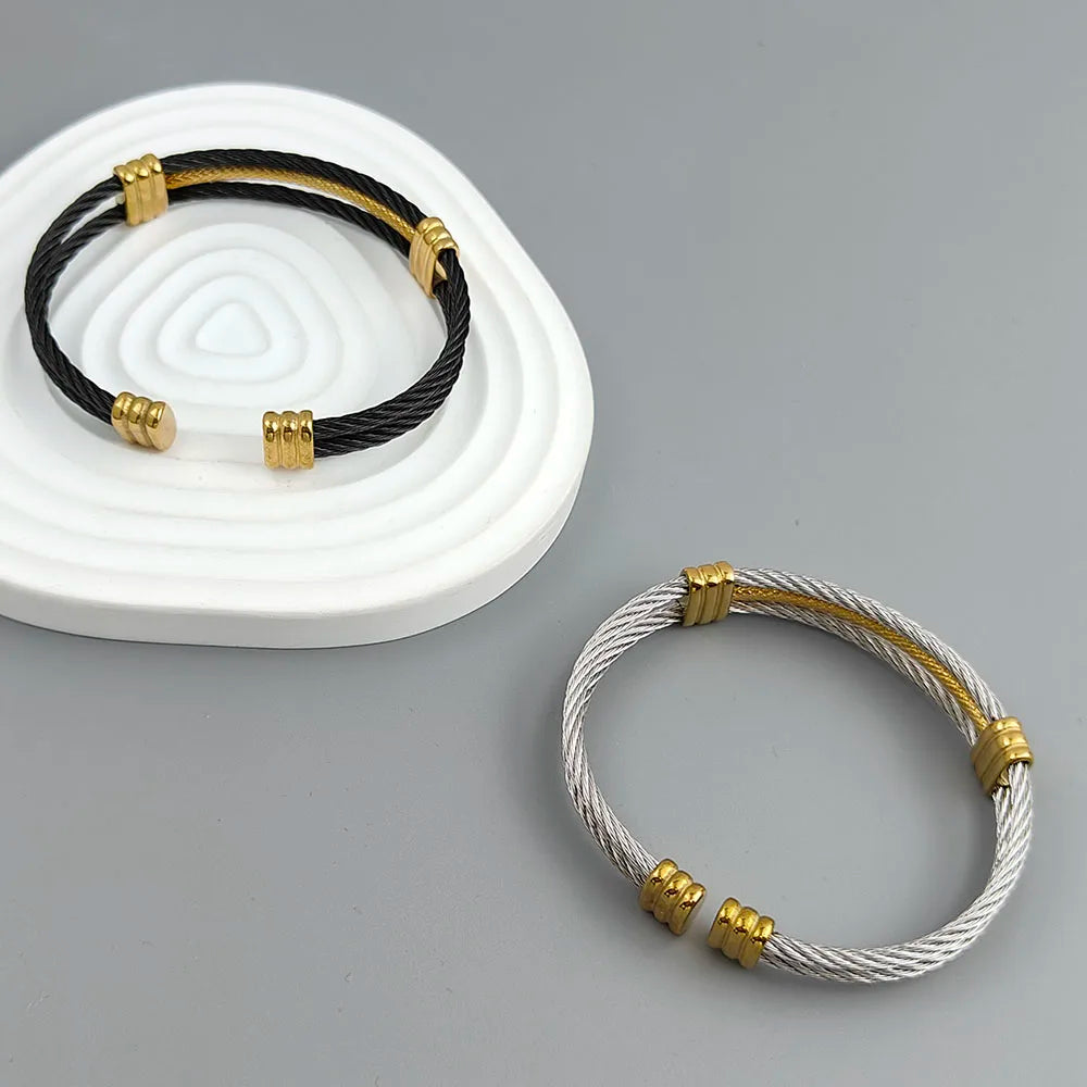 Neues dreilagiges Stahlseil-Armband aus vergoldetem Edelstahl 18K, hochwertiges wasserdichtes Partnerarmband, Ehefrau-Geschenk