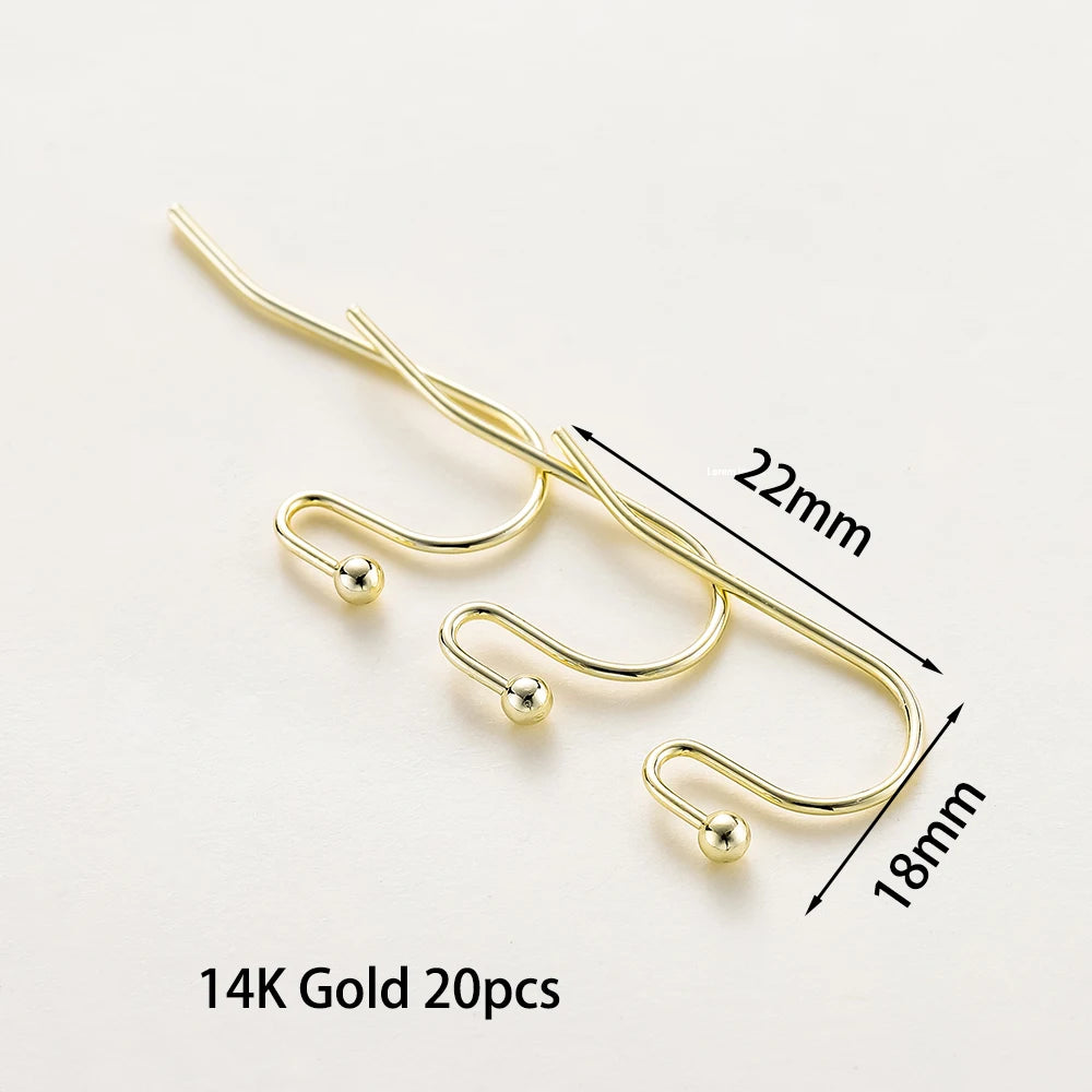20 unidades/lote 6 estilos 14K 18K Alambres chapados en oro para pendientes con gancho para la oreja Suministros de cierres para pendientes para la fabricación de joyas DIY