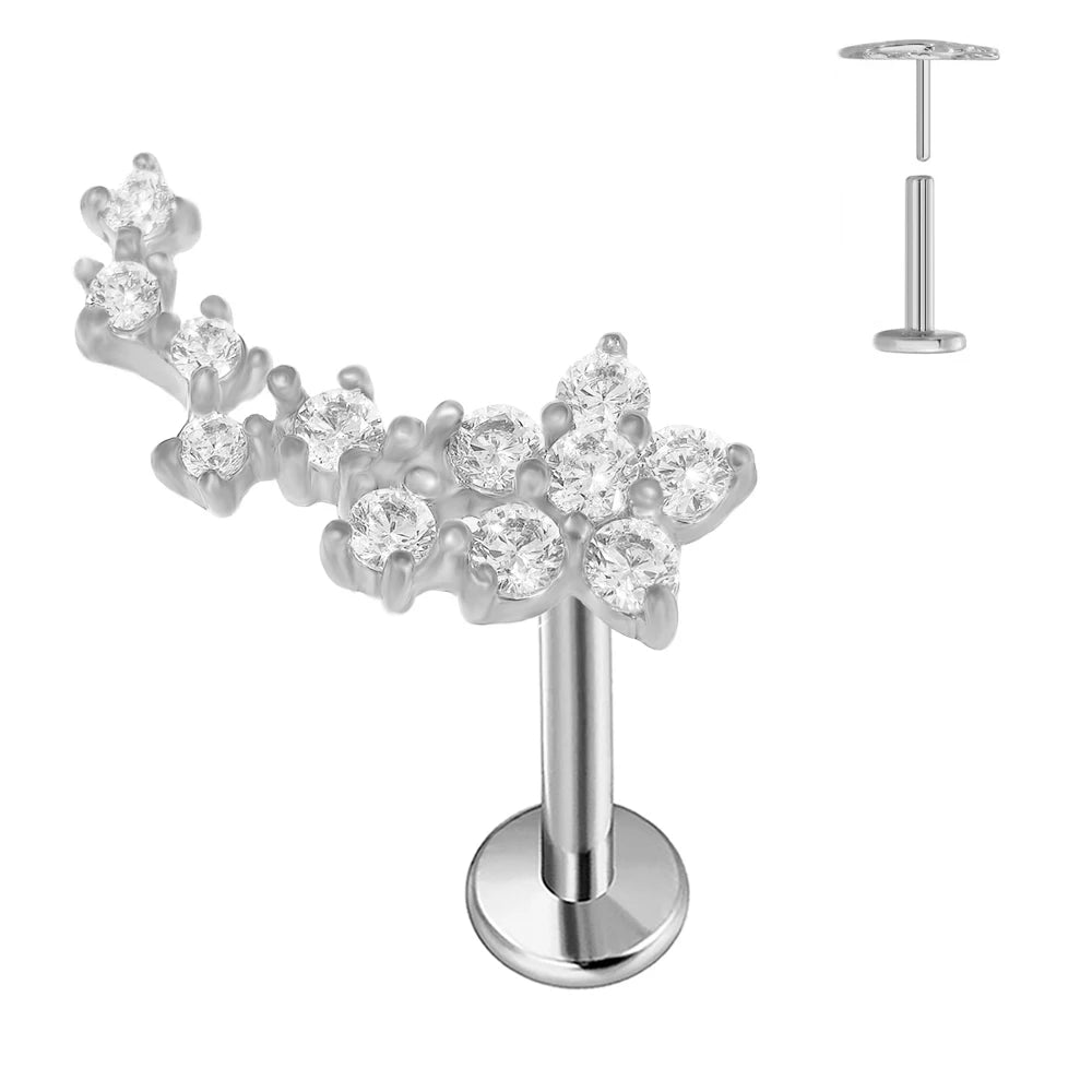 ASTM F136 G23 Titan Ohrstecker Blume 16G 18G 20G Threadless Piercing Blatt Push-in Lippenstecker Daith Labret Conch