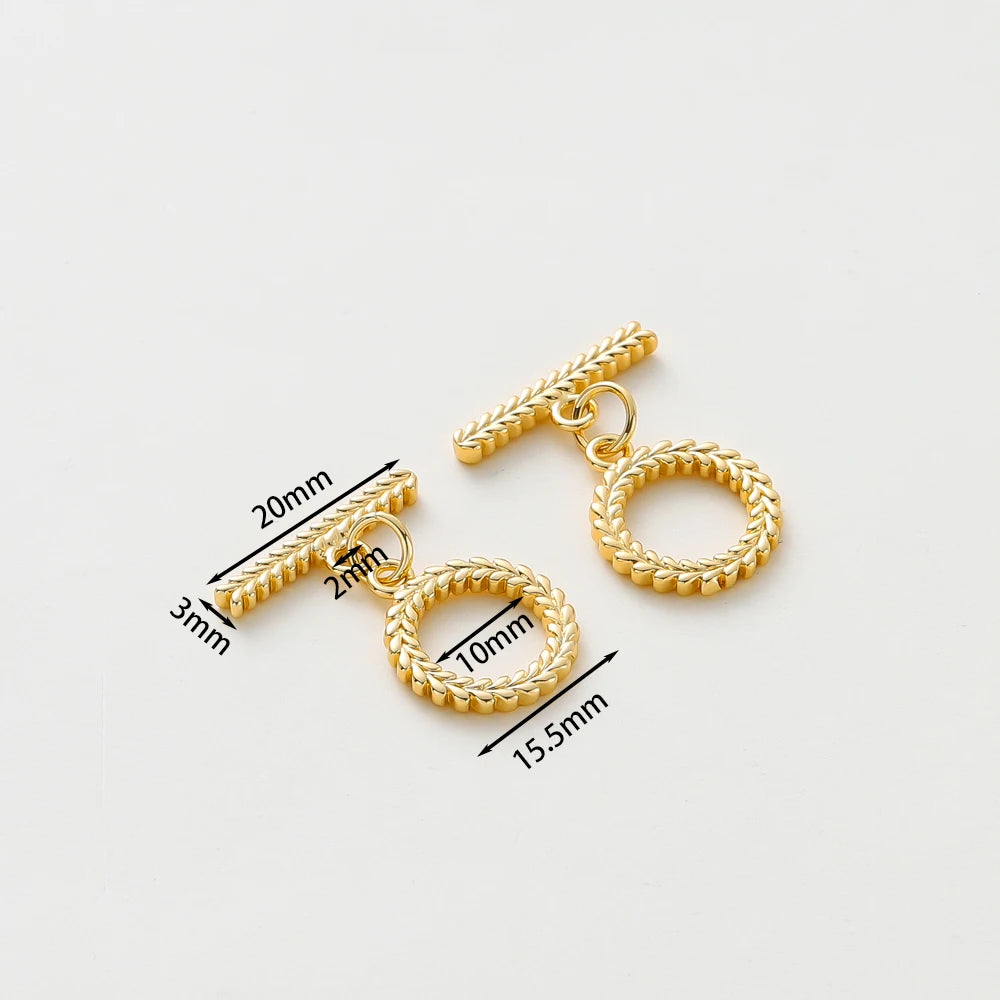 4 Sets 14K/18K Vergoldetes Messing O-Knebelverschluss-Verbinder für DIY Armband Halskette Schmuckherstellung Zubehör