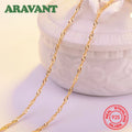 Aravant Collares de Plata 925 de 1.3mm Chapados en Oro 18K con Cadena de Onda de Agua para Mujer, Joyería de Moda