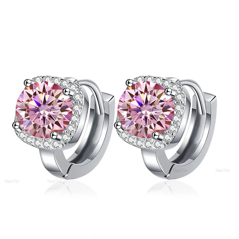 NeeTim 0,5 ct 1 ct Regenbogenfarbene Moissanit-Ohrstecker für Damen, S925 Silber, Schwarz, Blau, Rosa, Labor-Diamant-Ohrstecker für die Hochzeit