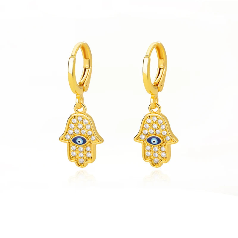 Zirkon Evil Eye Ohrringe für Frauen Edelstahl Goldfarben Pendientes Piercing Ohrring Goth 2024 Neu im Schmuck aretes mujer