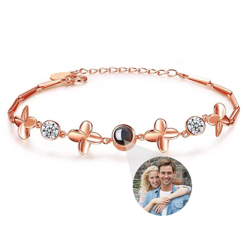 Personalisierte Foto-Armbänder mit Projektion – Armband mit Bild im Inneren, 100 Sprachen „Ich liebe dich“, Edelstahl-Armband
