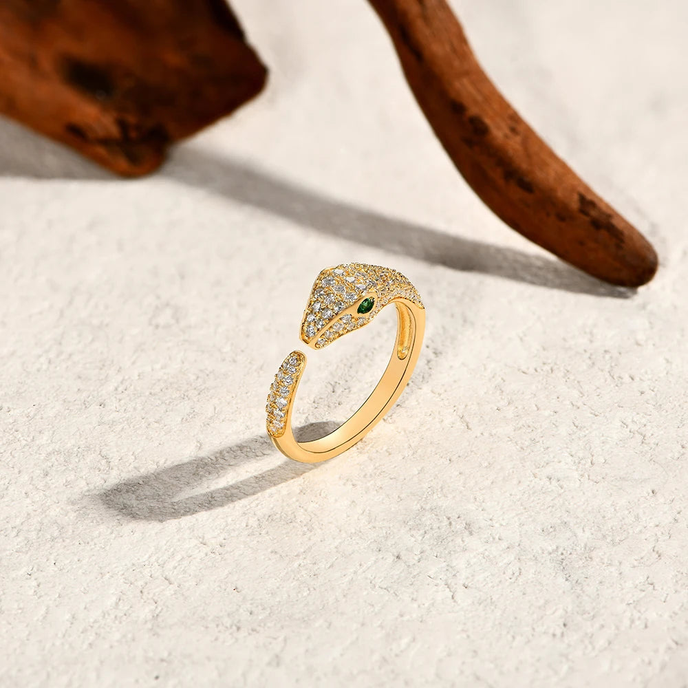 Anillos de moissanita de plata 925 con diseño de serpiente MINTYBOX para mujer, anillo ajustable de diamante de laboratorio D/VVS1 chapado en oro de 18 quilates, joyería fina de lujo
