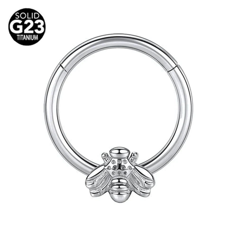 G23 Titanio Abeja Septum Aro Nariz Piercing Joyería Corporal 16G Segmento Lunar Serpiente Clicker Hélice Oreja Cartílago Corazón Daith Aro