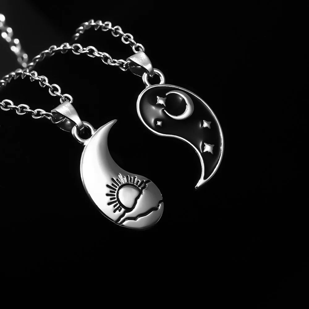 2 Collares de mejores amigos, joyas, Yin Yang, Tai Chi, colgantes para parejas, collares y colgantes unisex para amantes, regalo de San Valentín