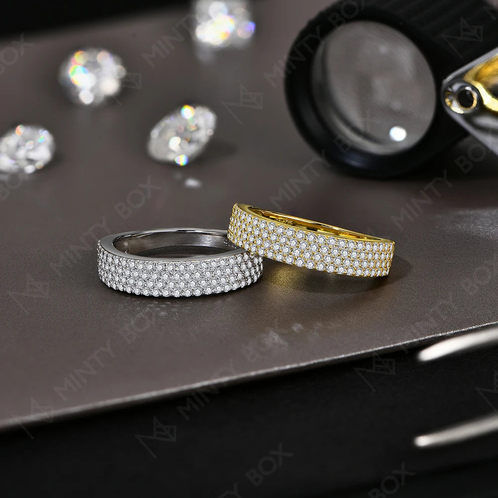 MINTYBOX Moissanit Ehering S925 Sterlingsilber Ring für Damen Labordiamant Stapelringe Verlobung Edler Schmuck Geschenk