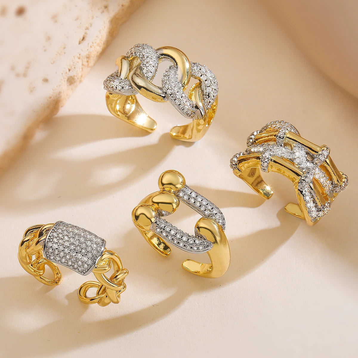 NEWBUY Marke Luxus AAA Zirkonia Pflasterfassung Kupfer Schmuck Gold/Silber Mix Farbe Eheringe Für Frauen Geschenk