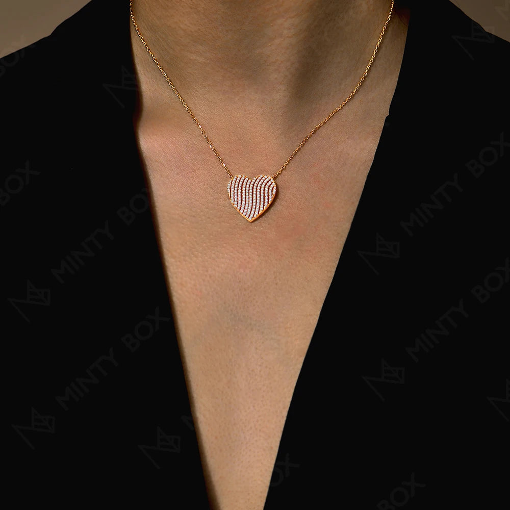 MINTYBOX 18K White Gold Plated Heart Shaped Diamond Pendant S925 Silver Moissanite Adjustable Necklace Jewelry Gift for Her
