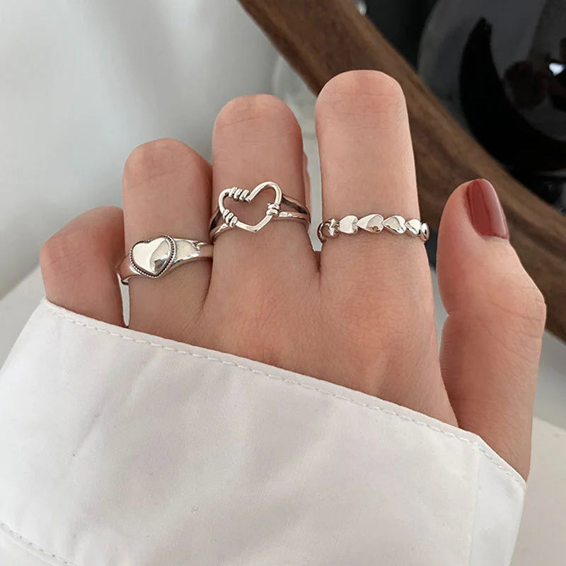 Bohemian Schmetterling Perlenringe Set für Damen Glänzende Perle Gothic Vintage Plattiert Retro Strass Einfacher Fingerschmuck Geschenk