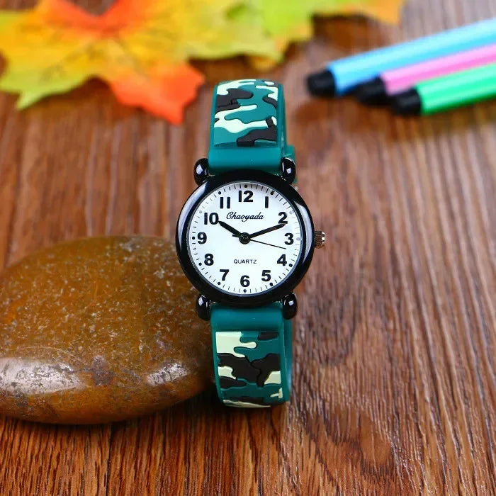 Reloj de pulsera de cuarzo con correa de camuflaje de marca para niños, relojes de dibujos animados para estudiantes, niños, niñas, deportivos, para fans del ejército, geniales, Dropshipping