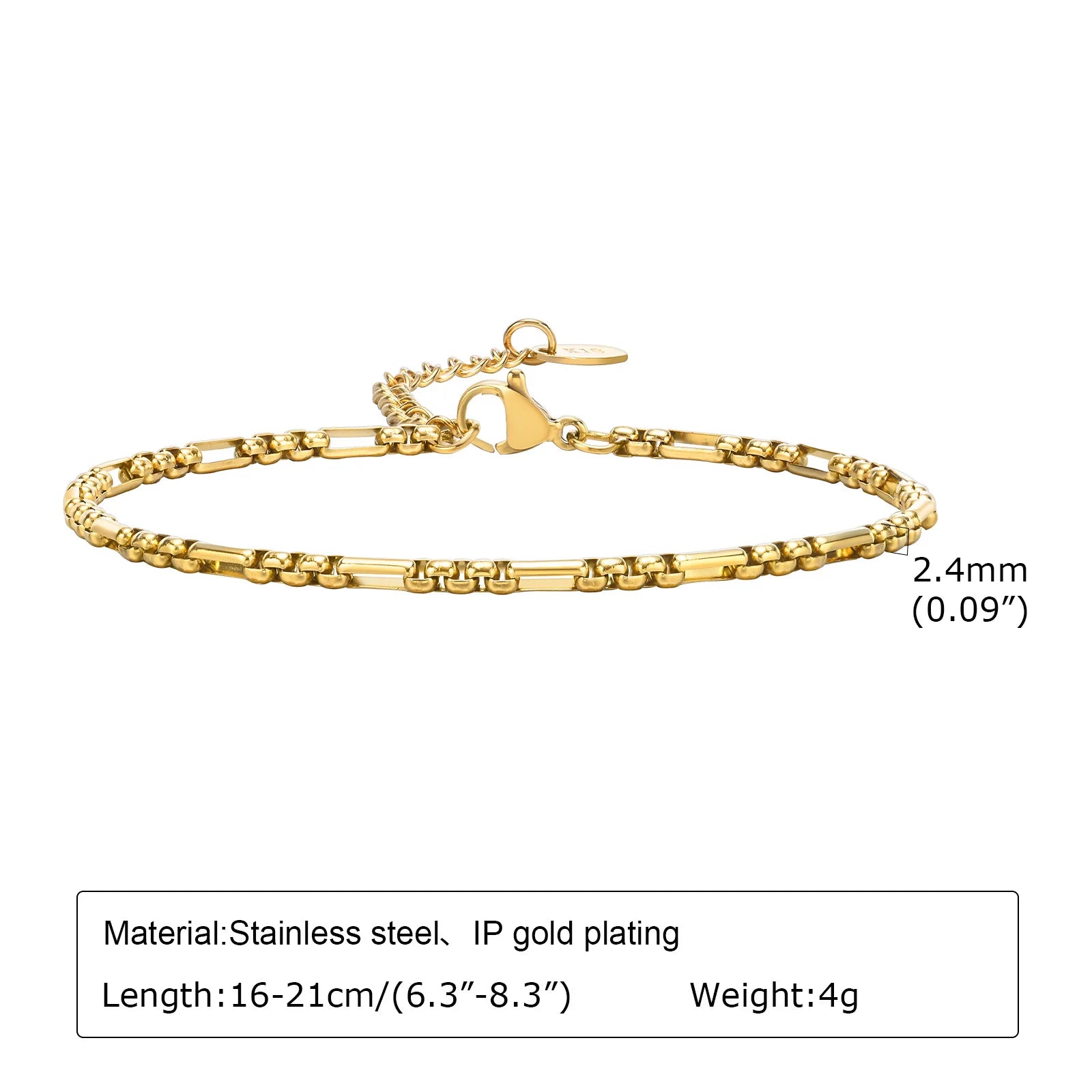 Wasserdichte Edelstahl-Kettenarmbänder für Damen, vergoldete, stapelbare Gliederarmbänder als Geschenke