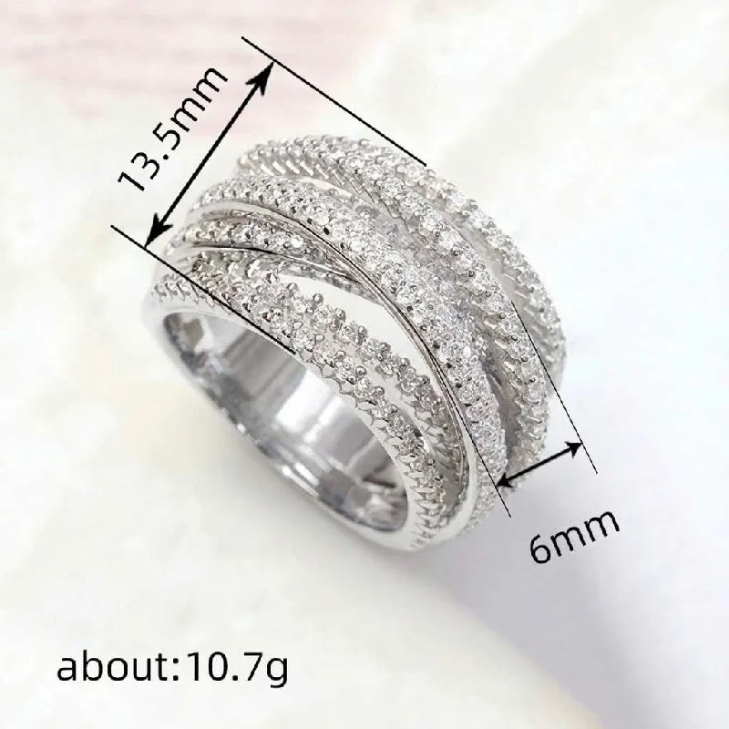 925er Sterling Silber Klassischer Vintage Wickel-Zirkon-Ring für Damen, Party, Luxus, Mode, Hochwertiger Edelschmuck, Bestseller