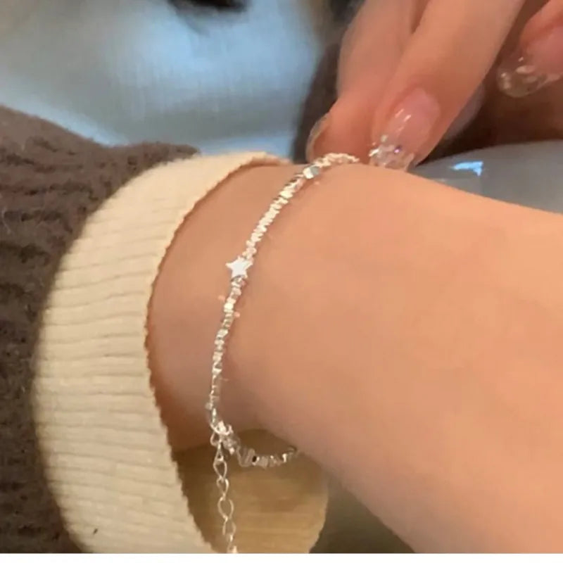 925er Sterlingsilber Sternperlen Armband für Frauen Fragmentiertes Silber Süß Romantisch Vielseitig Trend Schmuck Geschenke Dropshipping