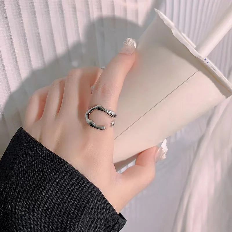 Einfacher Edelstahl Verstellbarer Damenring Statement-Schmuck für Frauen Designer Öffnungsfingerring Großhandel Dropshipping