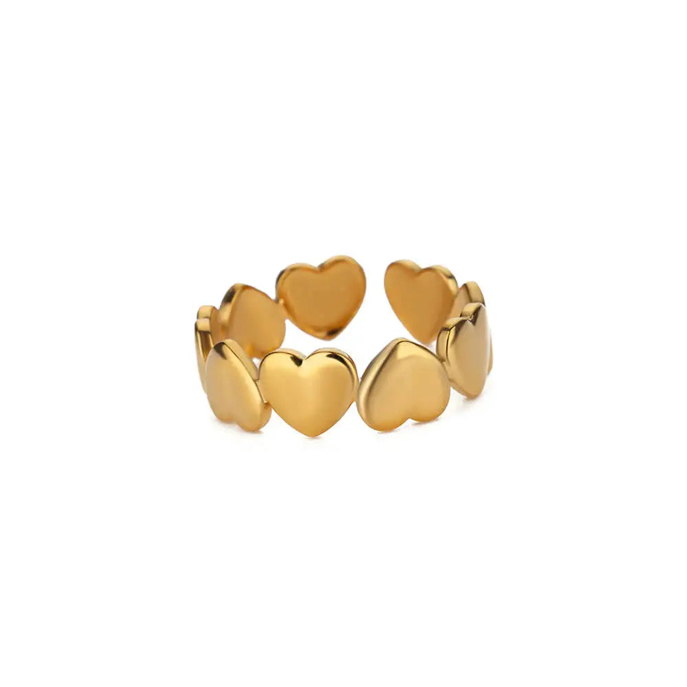 Edelstahl Herzringe für Damen, verstellbarer, goldfarbener Herzring, Hochzeitspaar, Weihnachtsgeschenke, Partygeschenke