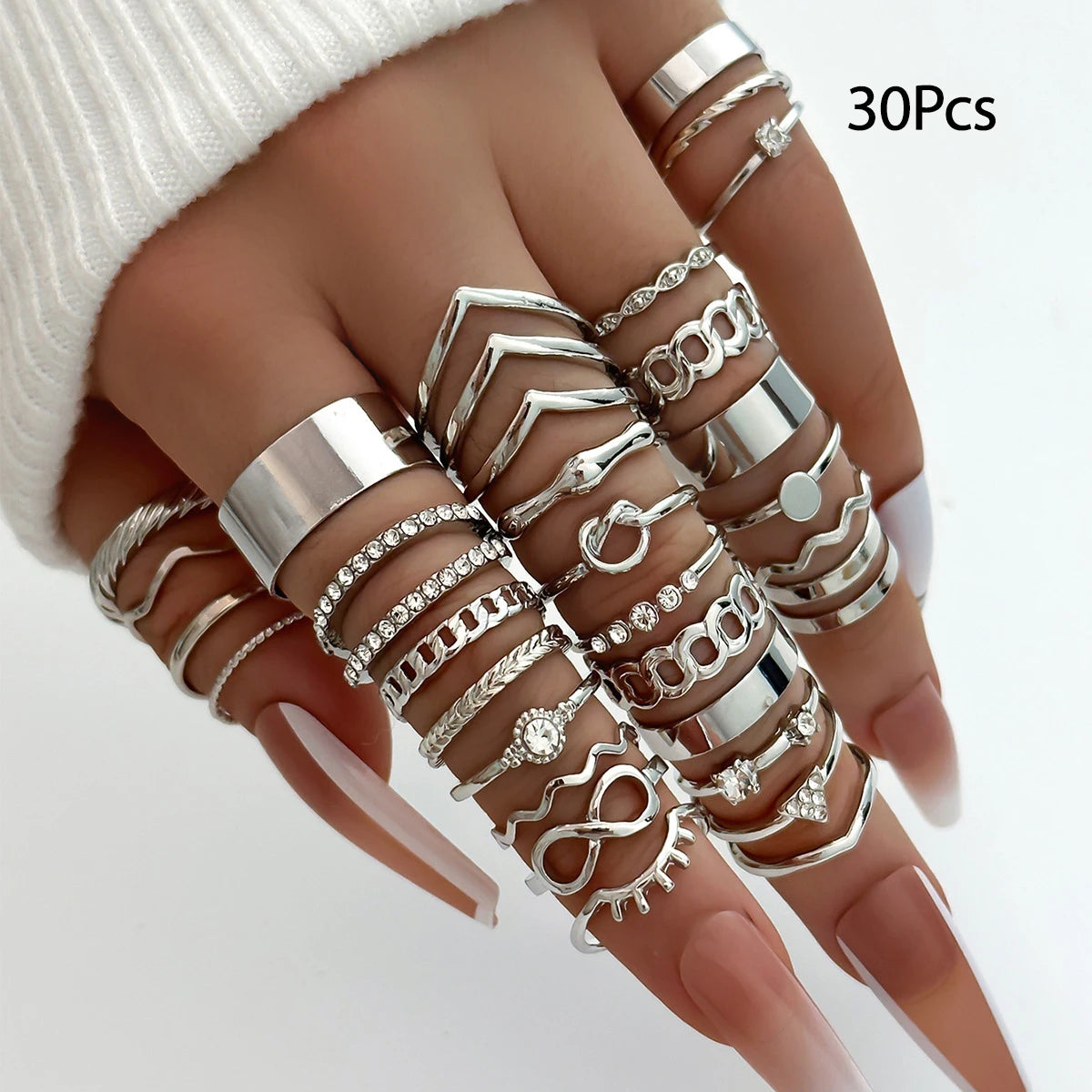 30 Stück Böhmische Geometrische Knöchelringe Set Für Frauen Gold Silber Farbe Fingerring Mädchen Mode Party Schmuck Zubehör