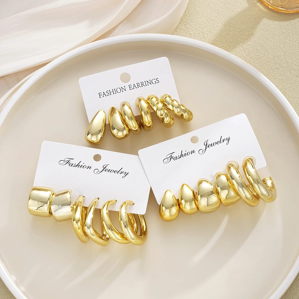 18 Teile/Set Mode Wassertropfen Ohrringe Für Frauen Vintage Übertreibende Geometrische Twist Creolen Personalisierte Schmuckgeschenke Neu