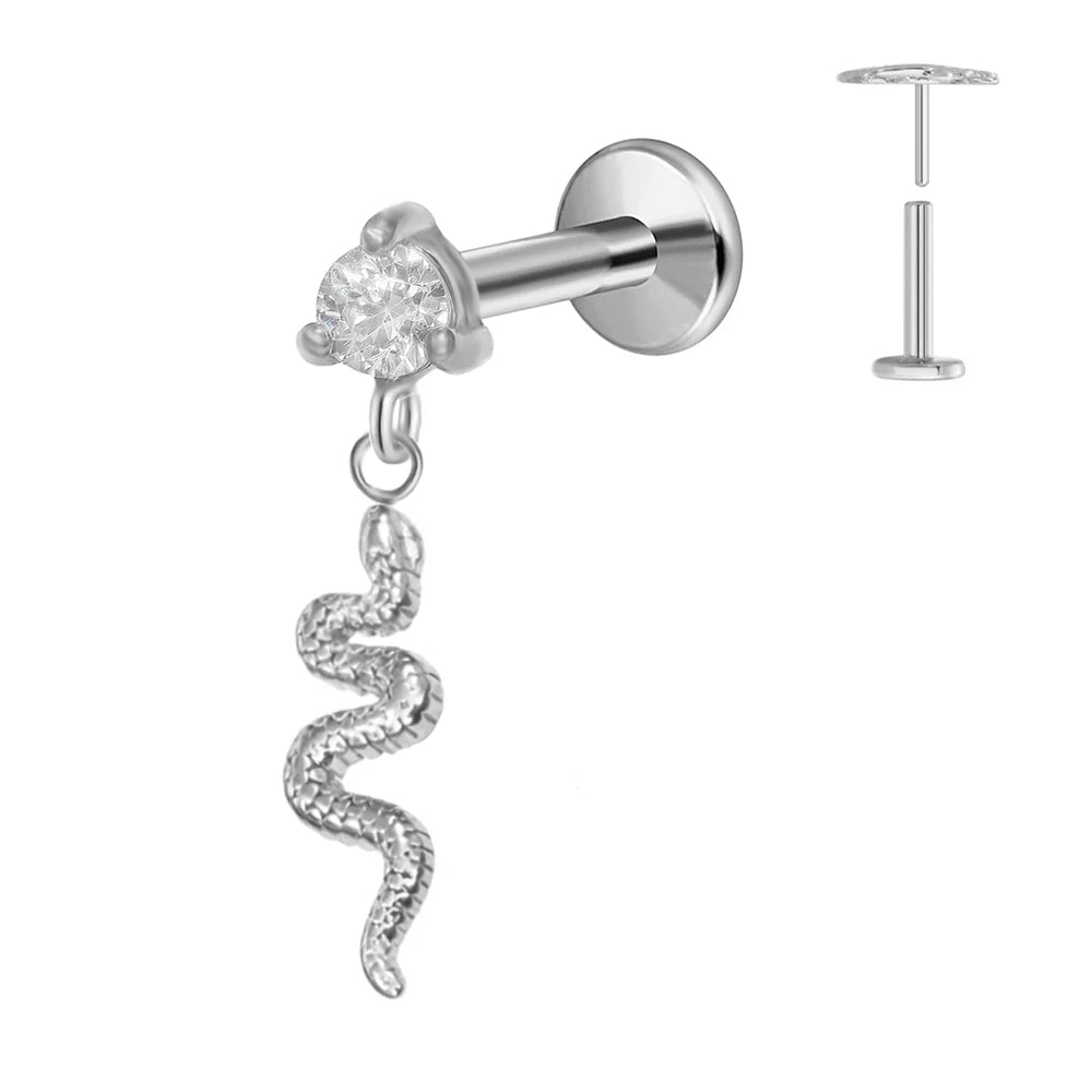 ASTM F136 G23 Titan Blumen Mond Stern Labret Piercing Push In Ohrringe Tragus Threadless Flat Back Piercing Körperschmuck