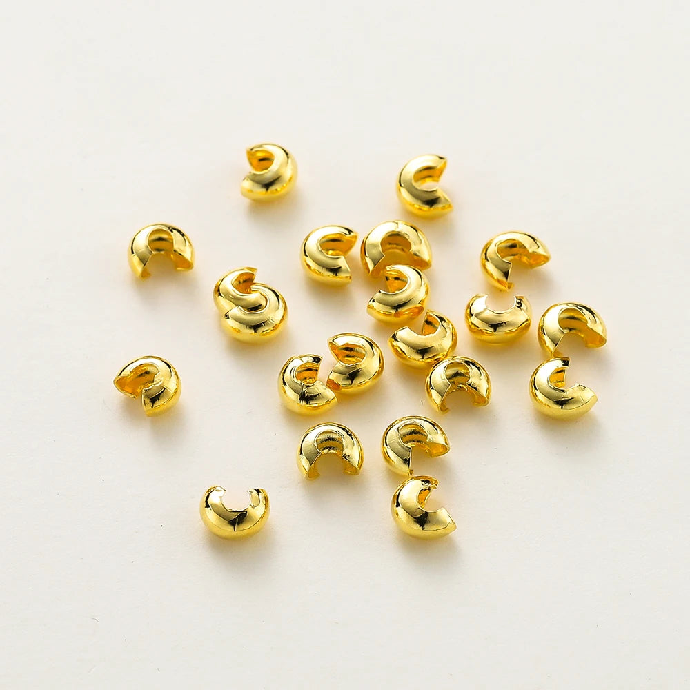 3mm/4mm/5mm Cuentas de Engarce Abiertas Chapadas en Oro de 14k y 18K, Cubiertas para Cuentas de Engarce, Cuentas Espaciadoras Tope para Suministros de Fabricación de Joyas DIY