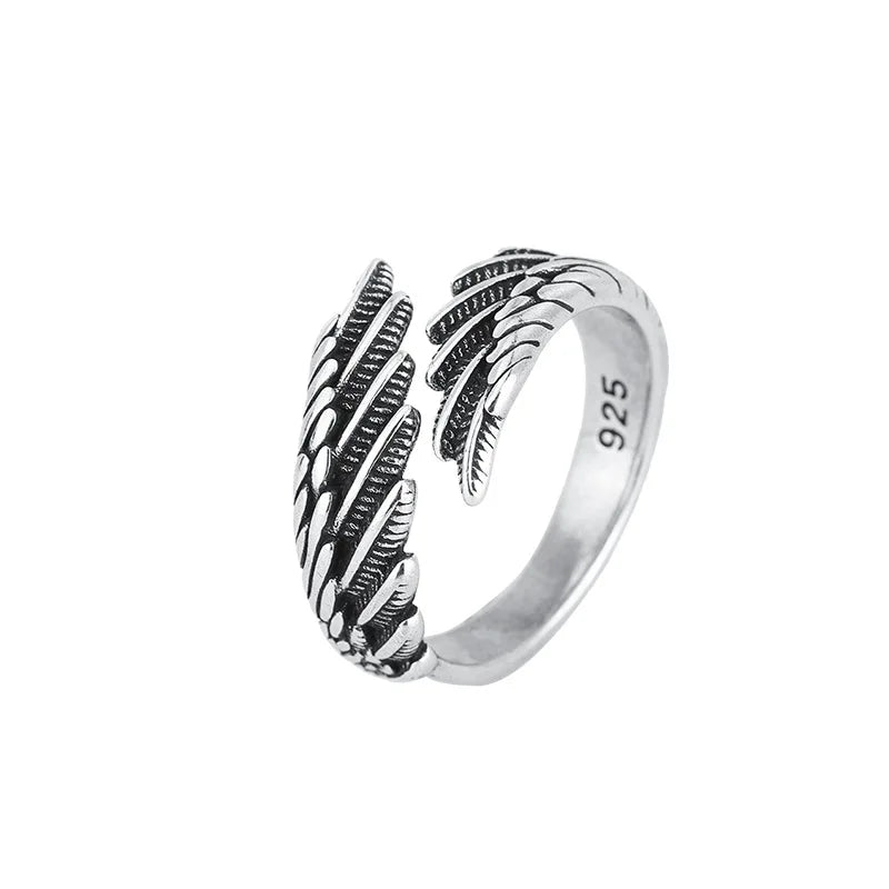 925 Sterling Silber Engelsflügel Feder Verstellbare Ringe für Frauen Verlobung Hochzeit Luxus Schmuck Accessoires