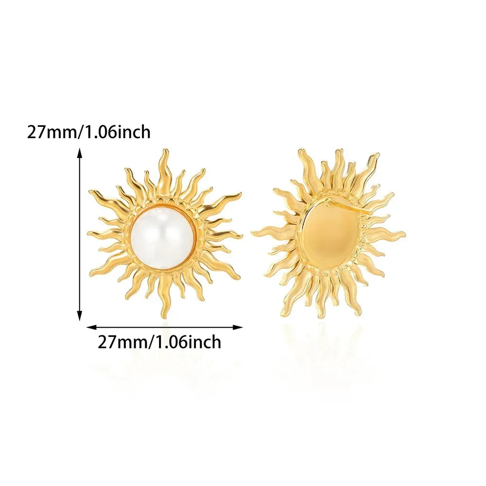 Vintage Edelstahl Sonnenohrringe für Damen Böhmische Sonnenstrahl-Ohrringe Unregelmäßige Fächerförmige Ohrringe Schmuck Partygeschenke