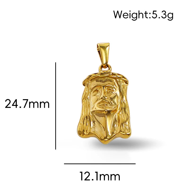Colgante de Jesús de acero inoxidable chapado en oro de 18 quilates - Estilo clásico Hip Hop, regalo ideal para hombre para uso diario