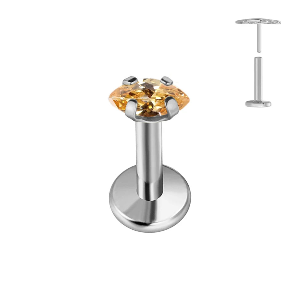 100 % G23 Titan Horse Eyes CZ Labret Piercing Push-in Multicolor Tragus Ohrstecker Gewindelos Knorpel Körperschmuck