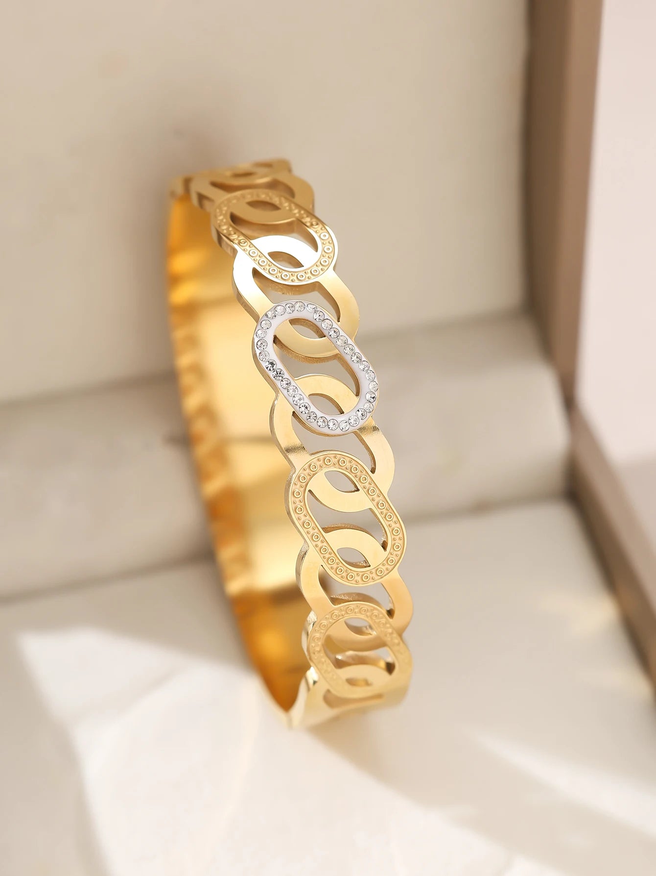 1 Stück/Set Damen Hochzeitsschmuck Party Feiertag Valentinstag Geschenk Edelstahl Armband 18K vergoldet Armband