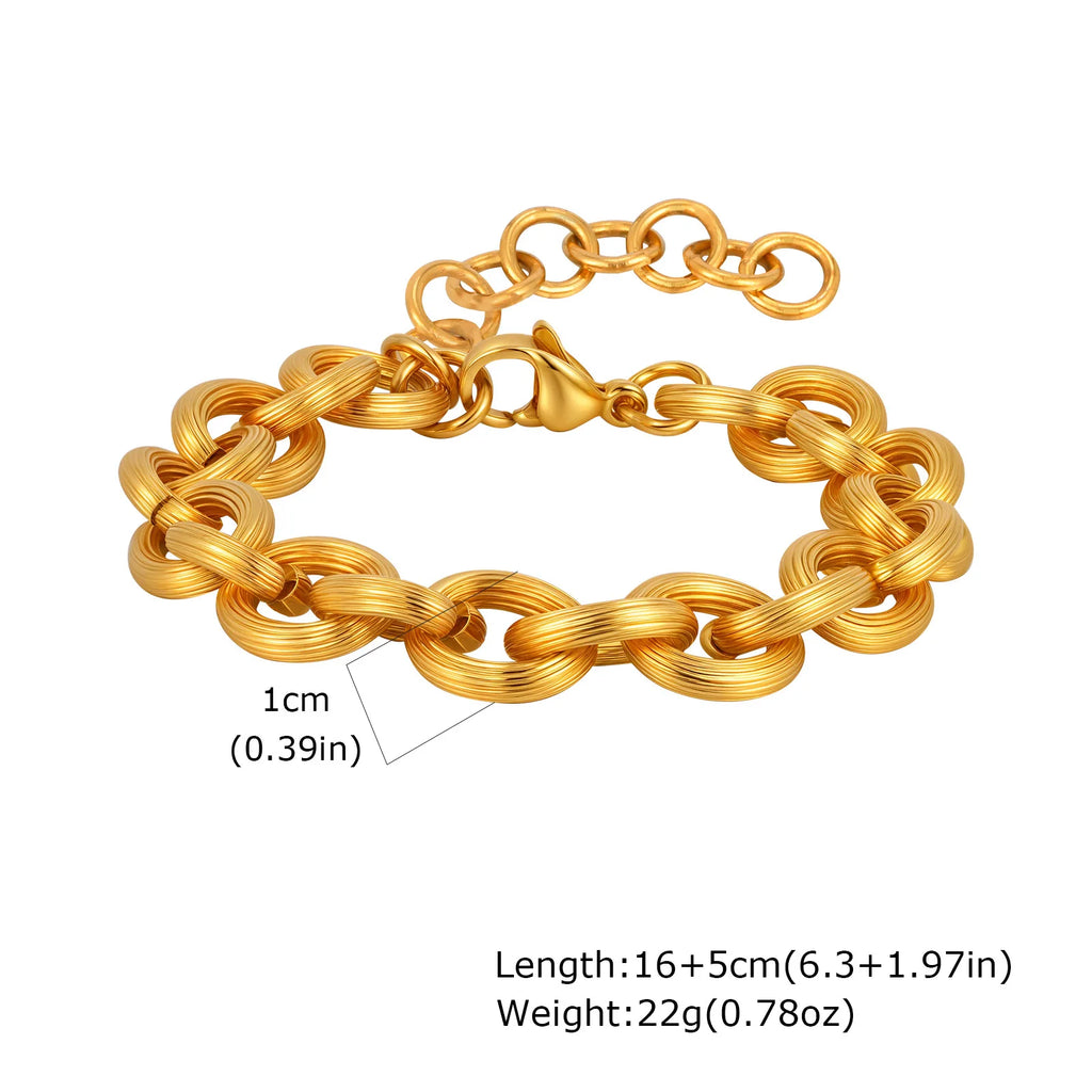 Klobiges Edelstahl-Gliederarmband für Damen, vergoldete Layering-Armbänder Armband Wasserdichter Schmuck